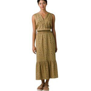 Prana California Dreaming Dress Sweet Grass Meadow Floral Pockets Tiered Size M